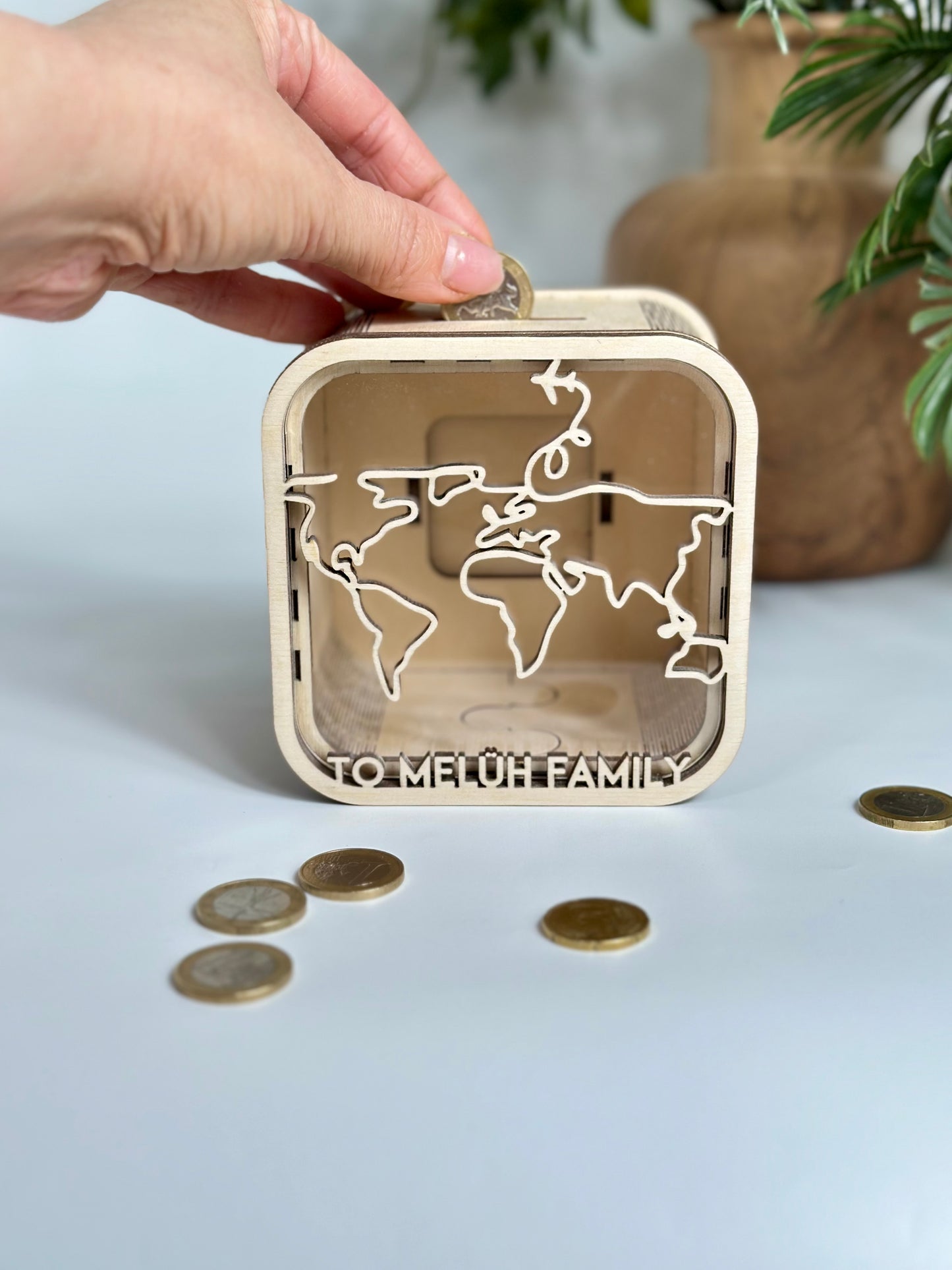 Personalizēta koka krājkasīte, S izmērs