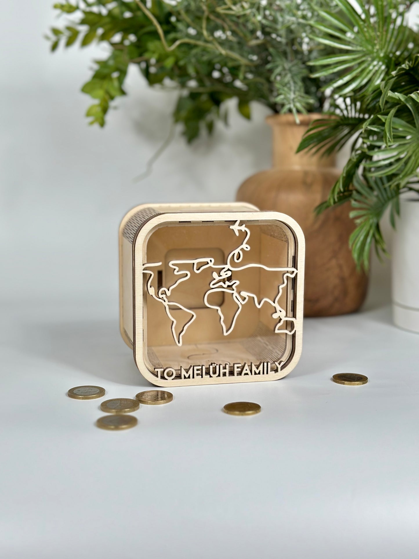 Personalizēta koka krājkasīte, S izmērs